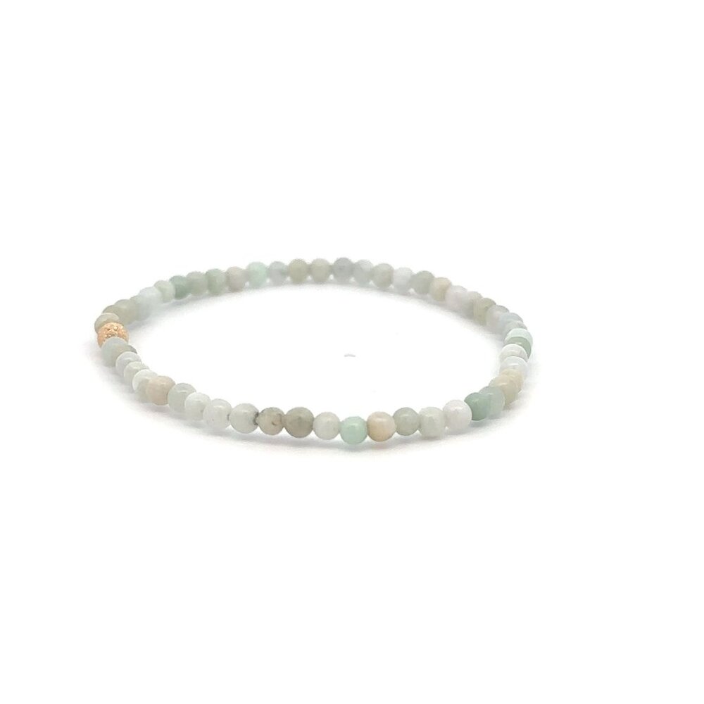 Burmese Jade Mini Beaded Stretch Bracelet with 14K Gold Stardust Accent Bead Han - Picture 3 of 7